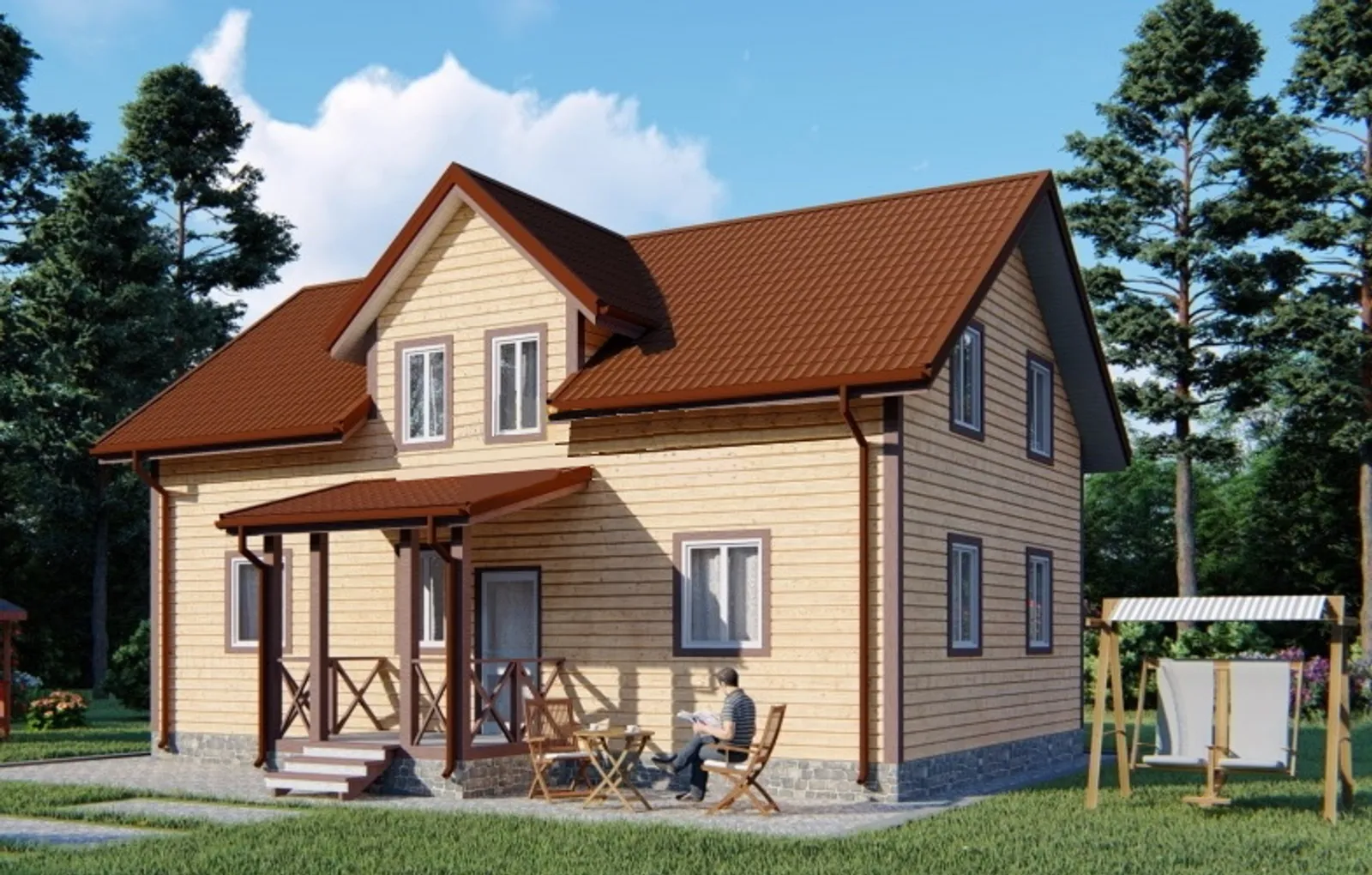 Коттедж с мансардой "Дубна"